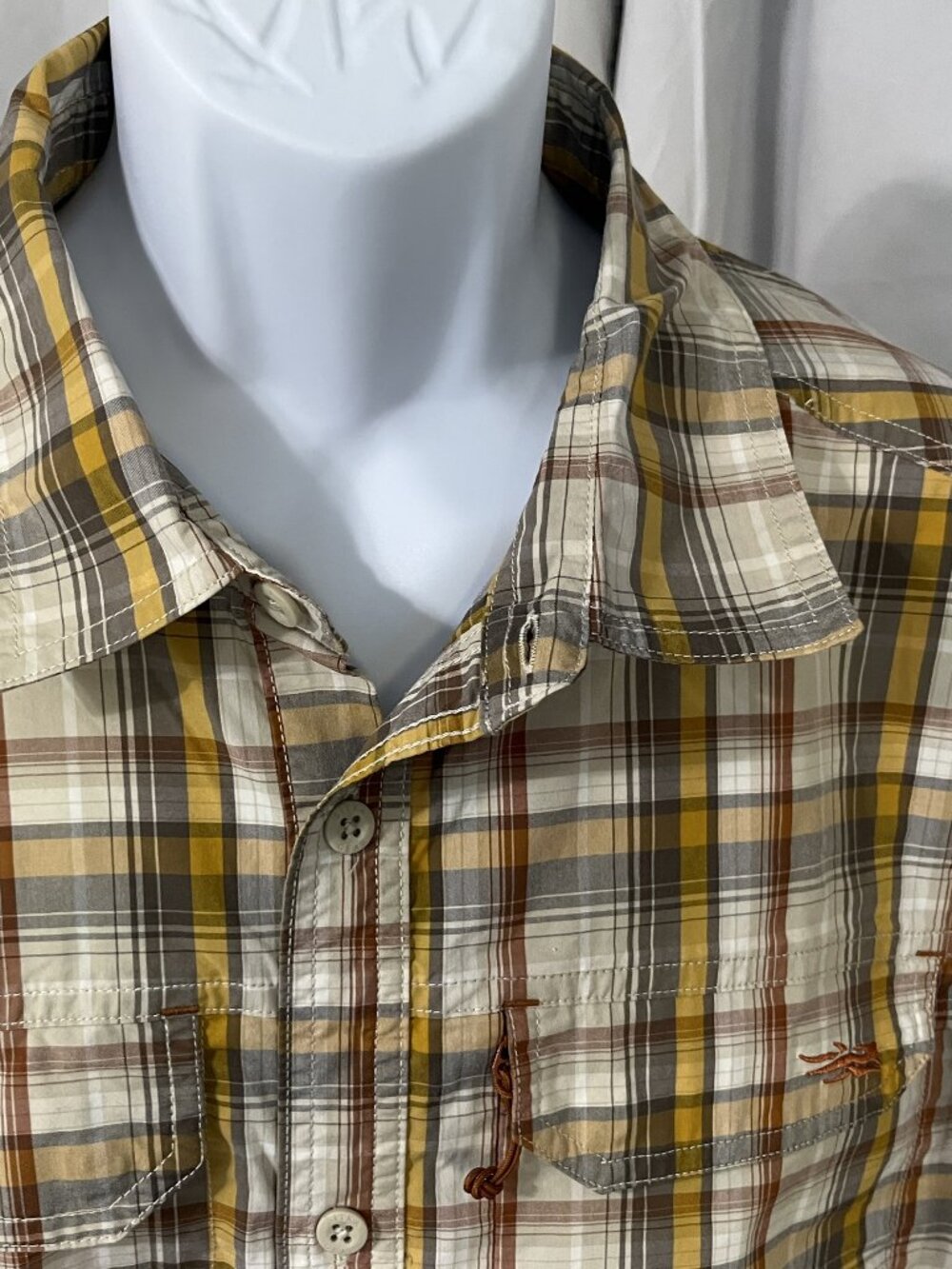 🦌 Sitka Men's Hunting Shirt XXL Yellow Gray Orange Plaid Long Sleeve 🌲